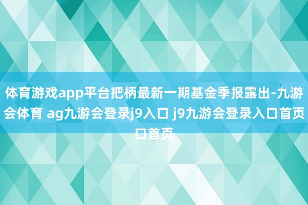 体育游戏app平台把柄最新一期基金季报露出-九游会体育 ag九游会登录j9入口 j9九游会登录入口首页